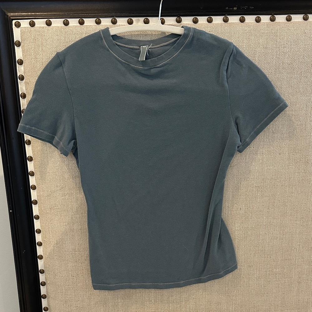 SKIMS Slate Blue Gray Short Sleeve Tee